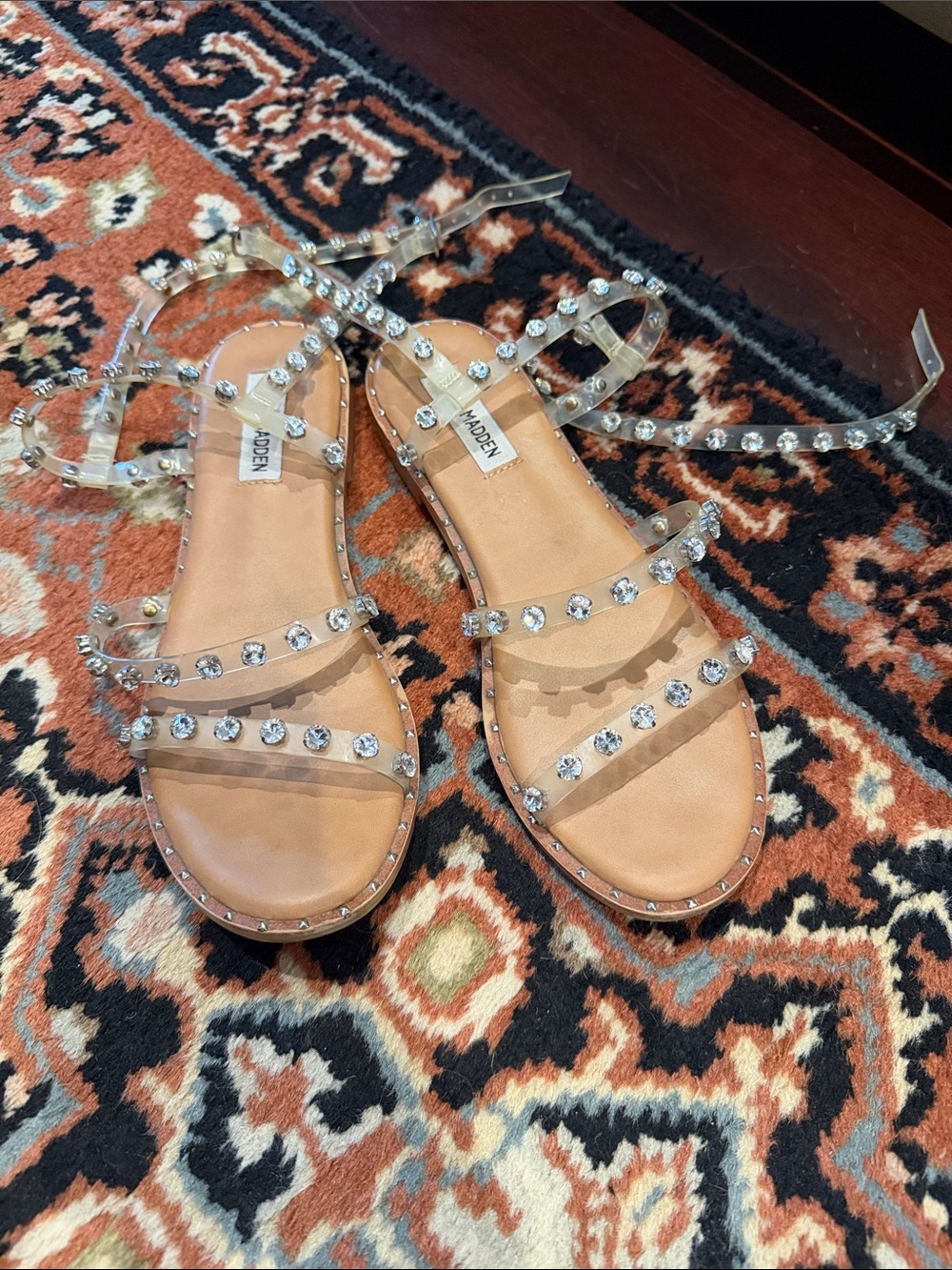 Steve Madden Clear Crystal Strap Sandals
